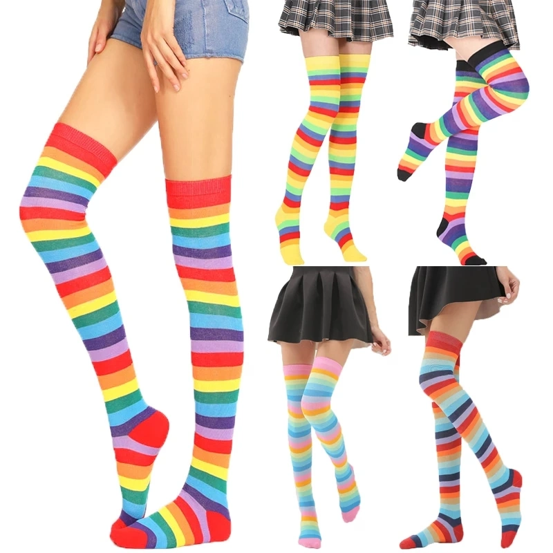 Custom Logo Rainbow Chicken Paws Feet Socks Women&prime; S Long Socks Funny Cartoon Cotton Creative Chicken Leg Claw Ladies 3D Print Above Knee High Socks