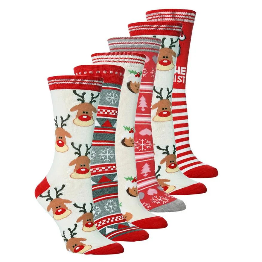 Women&prime;s Christmas Holiday Socks Cotton Knit Crew Xmas Socks for Girls Novelty Christmas Gifts