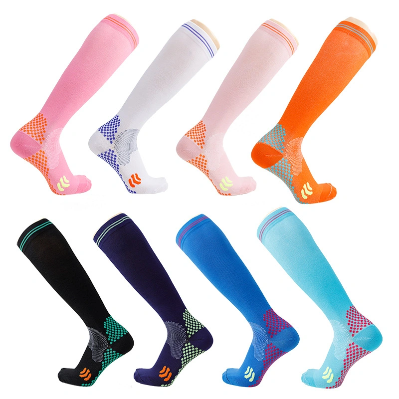 Wholesale Custom Mens Soccer Sport Socks Super Elastic Arch and Comfortable Muscle Socks Breathable Compression Knee High Socks