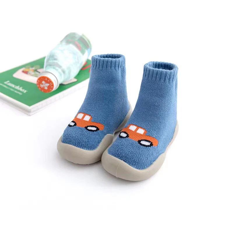 Baby Socks Baby Shoes Cotton Socks with Rubber Sole Non-Slip Baby Socks Knitted Cute Baby Shoes