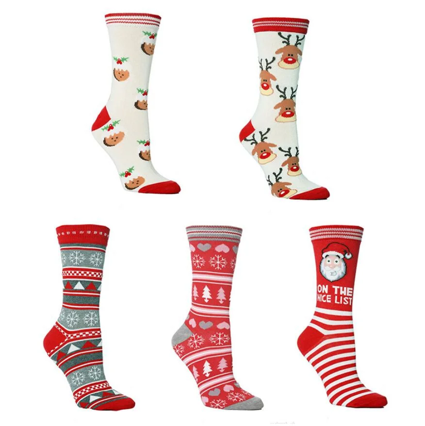 Women&prime;s Christmas Holiday Socks Cotton Knit Crew Xmas Socks for Girls Novelty Christmas Gifts