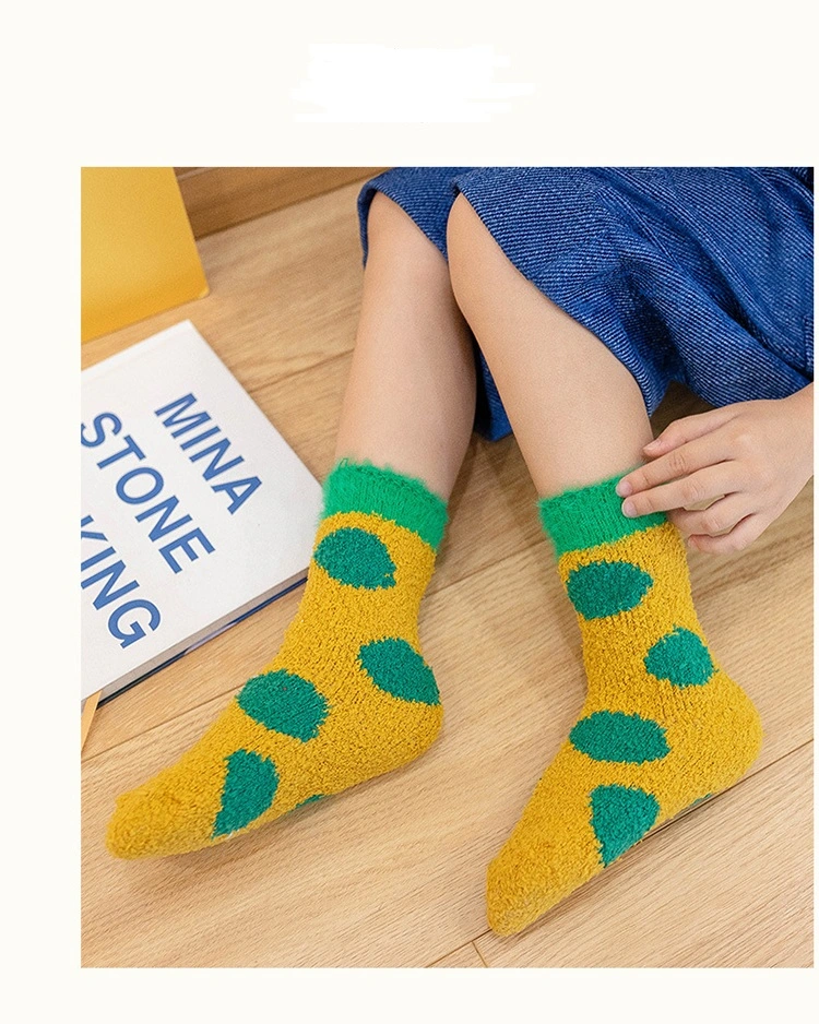 Custom Candy Color Dots Home Bed Thermal Happy Kids Baby Socks