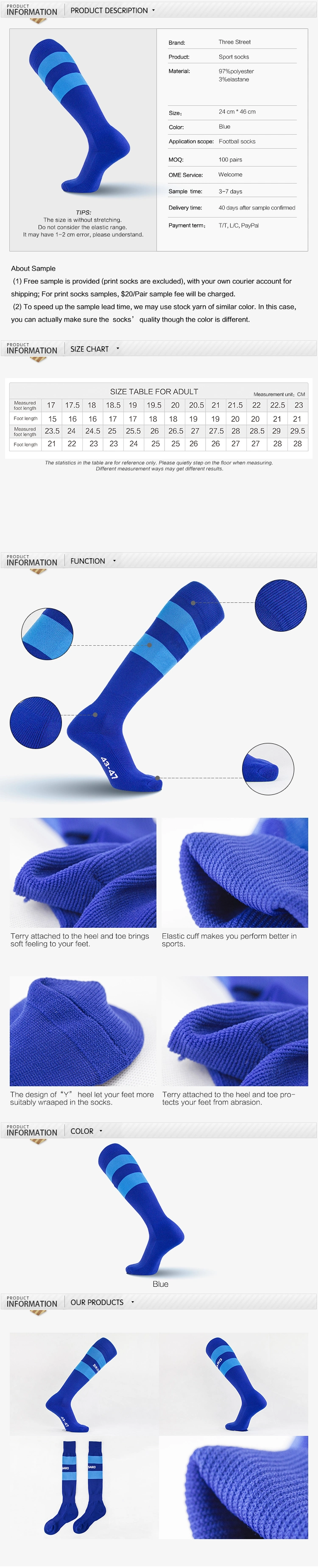 Men Women Elite Sport Knee High Cushion Soccer Football Cotton Socks