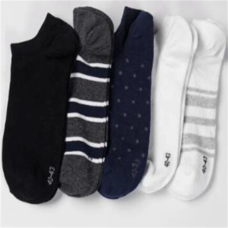 Men Socks Stripe Pattern Basic Solid Style Low Cut Cotton Socks Ankle Socks