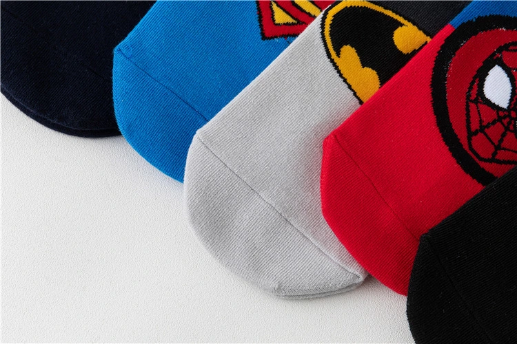 Wholesale Super Hero Style Cool Fashion Men Breathable Invisible Hosiery Cotton Cartoon Socks