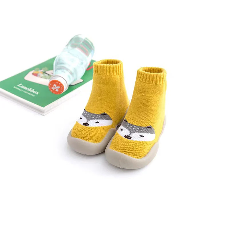 Baby Socks Baby Shoes Cotton Socks with Rubber Sole Non-Slip Baby Socks Knitted Cute Baby Shoes