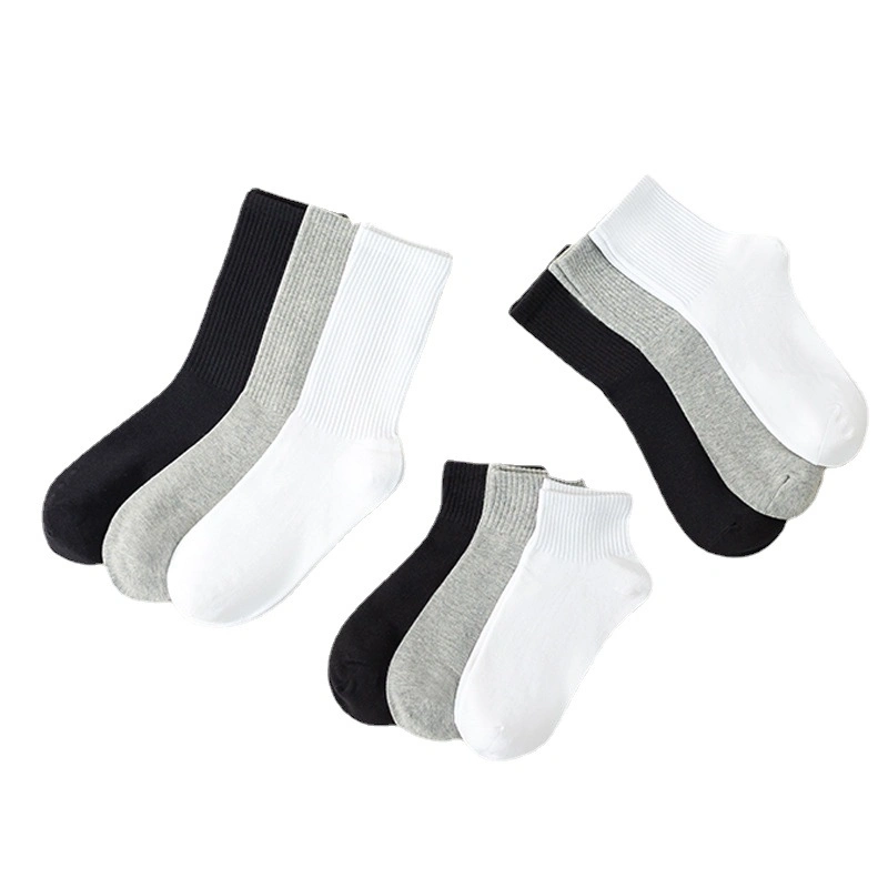 Men&prime;s and Women&prime;s Black and White Gray Spring and Summer Shallow Mouth Invisible Boat Socks All-Match Solid Color Socks Non-Slip Deodorant Cotton Socks Manufact