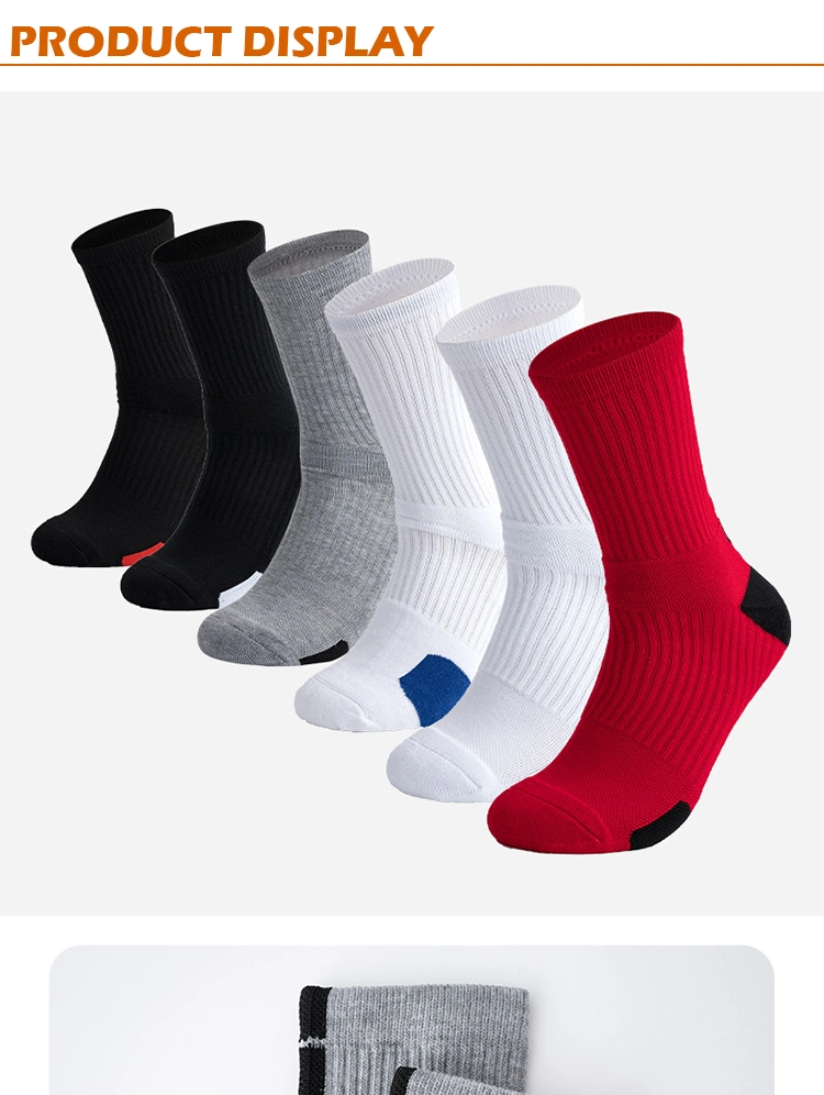 Custom Logo High Quality Jacquard Cotton Running Cycling Outdoor Crew Socks