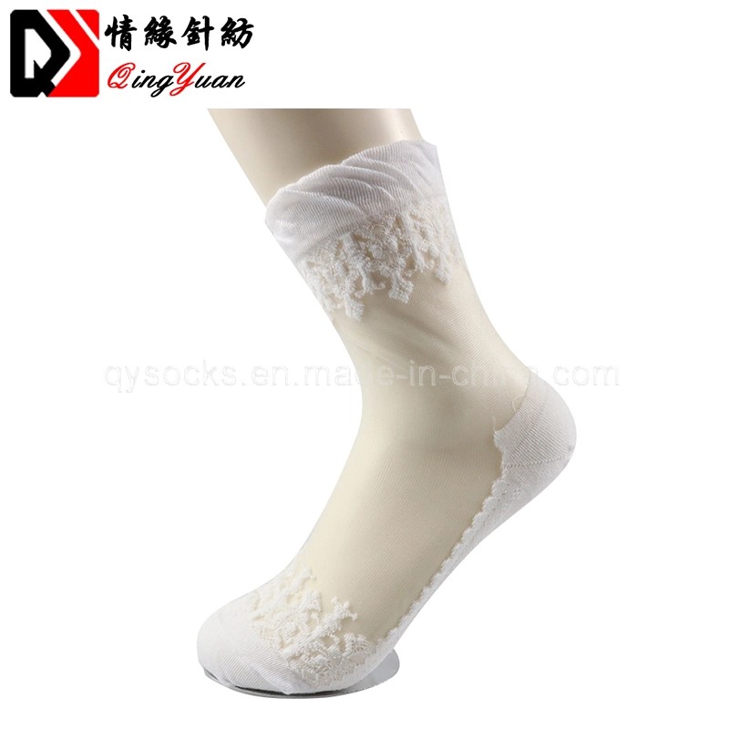 Amazing Summer Ultra-Thin Transparent Crystal Silk Lace Elastic Women&prime;s Mesh Short Socks