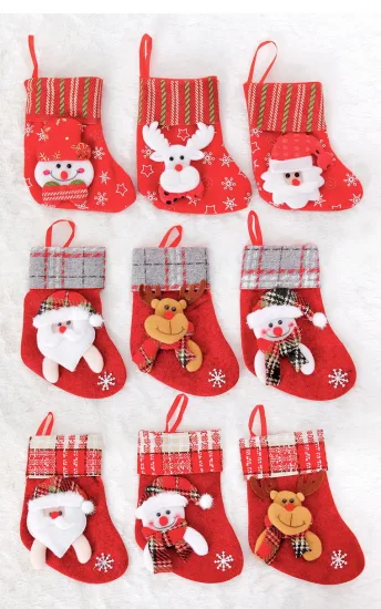 Promotional Cute Animal Custom Design Kids Christmas Decoration Gift Socks Candy Cartoon Design Multi Style Hanging Socks