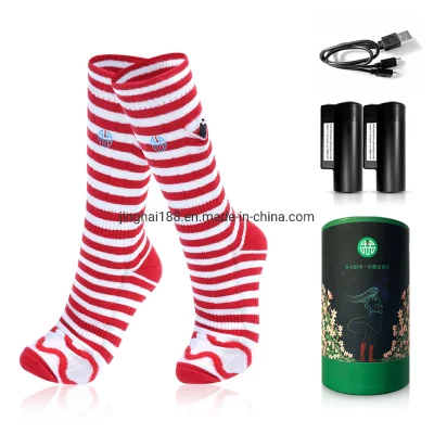 3.7V Women Men Winter Warm Rechargeable Battery Operated Heated Thermal Socks, 3D Invisible Heating Socks