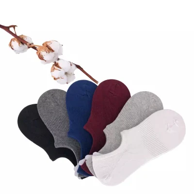 Solid Color Invisible Socks Breathable Cotton No Show Socks for Men