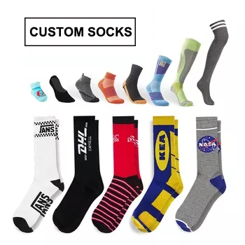 Custom Wholesale Cheap Men Sport Cotton Crew Grip Anti-Slip Compression Funny Fashion Printed Jacquard Knitted Ankle Basketball Long Football Cycling Socks