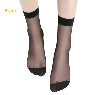 Summer Sexy Ultra Thin Transparent Soft Silk Crystal Ankle Socks for Women, Insurance Type, Anti-Wrinkle, Breathable Close Skin, Nylon Short Socks