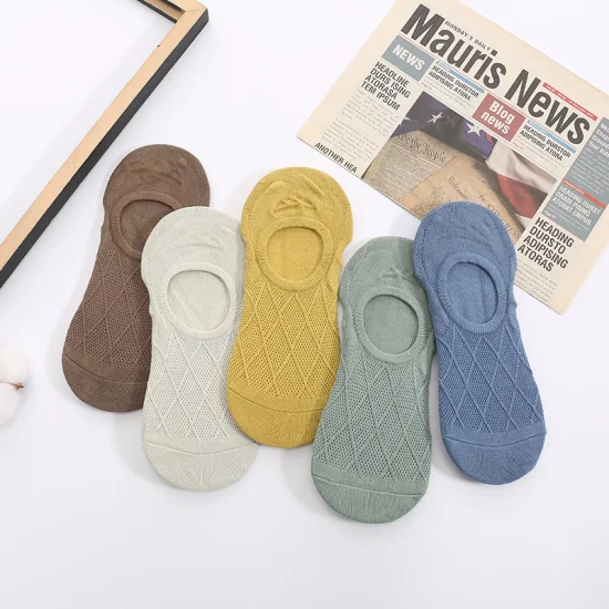 Summer Mesh Simple and Breathable Shallow Cut Pure Cotton Men′s Invisible Socks Do Not Drop The Heel Air-Conditioned Socks