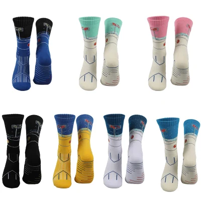 Liou Wholesale Men Fleece Custom Knit Embroidered Basketball Crew Socks Sports Athletic Cycling Terry Socks with Logo