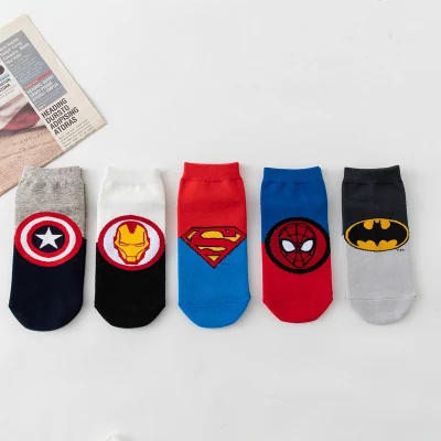 Wholesale Super Hero Style Cool Fashion Men Breathable Invisible Hosiery Cotton Cartoon Socks